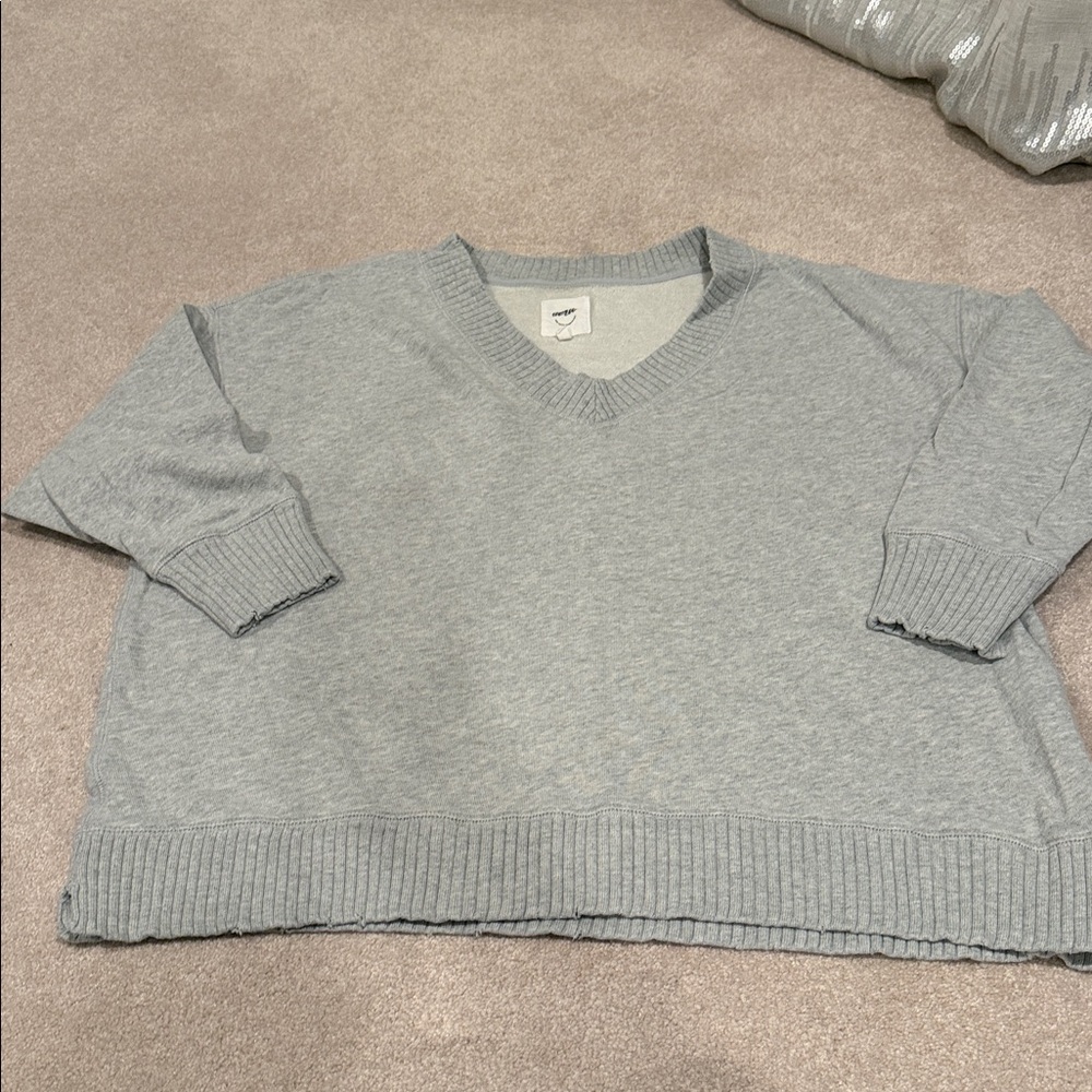 Aerie V Neck Grey Sweatshirt oversized Size M